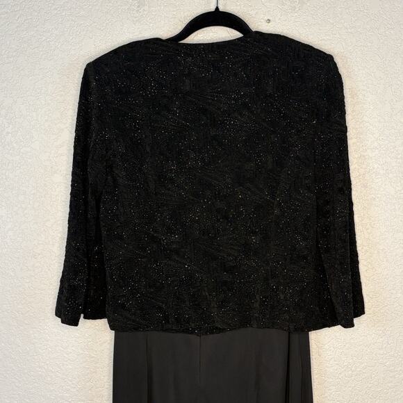 ALEX EVENINGS Gown And Jacket Shimmer Chiffon 2 PC SET Black Size 12 - Picture 10 of 10